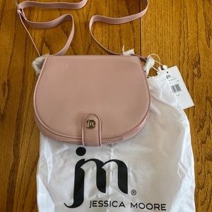 NWT JM Mini Saddle Bag Pink 22” Adjustable Strap Magnetic Closure Dusty Rose